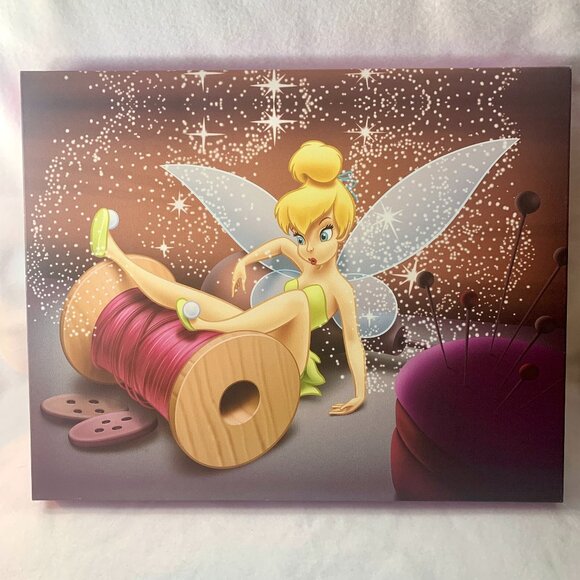 Disney Tinker Bell Spool Canvas Print Bruce McGaw Art 16" x 20" Peter Pan Fairy - Picture 1 of 4